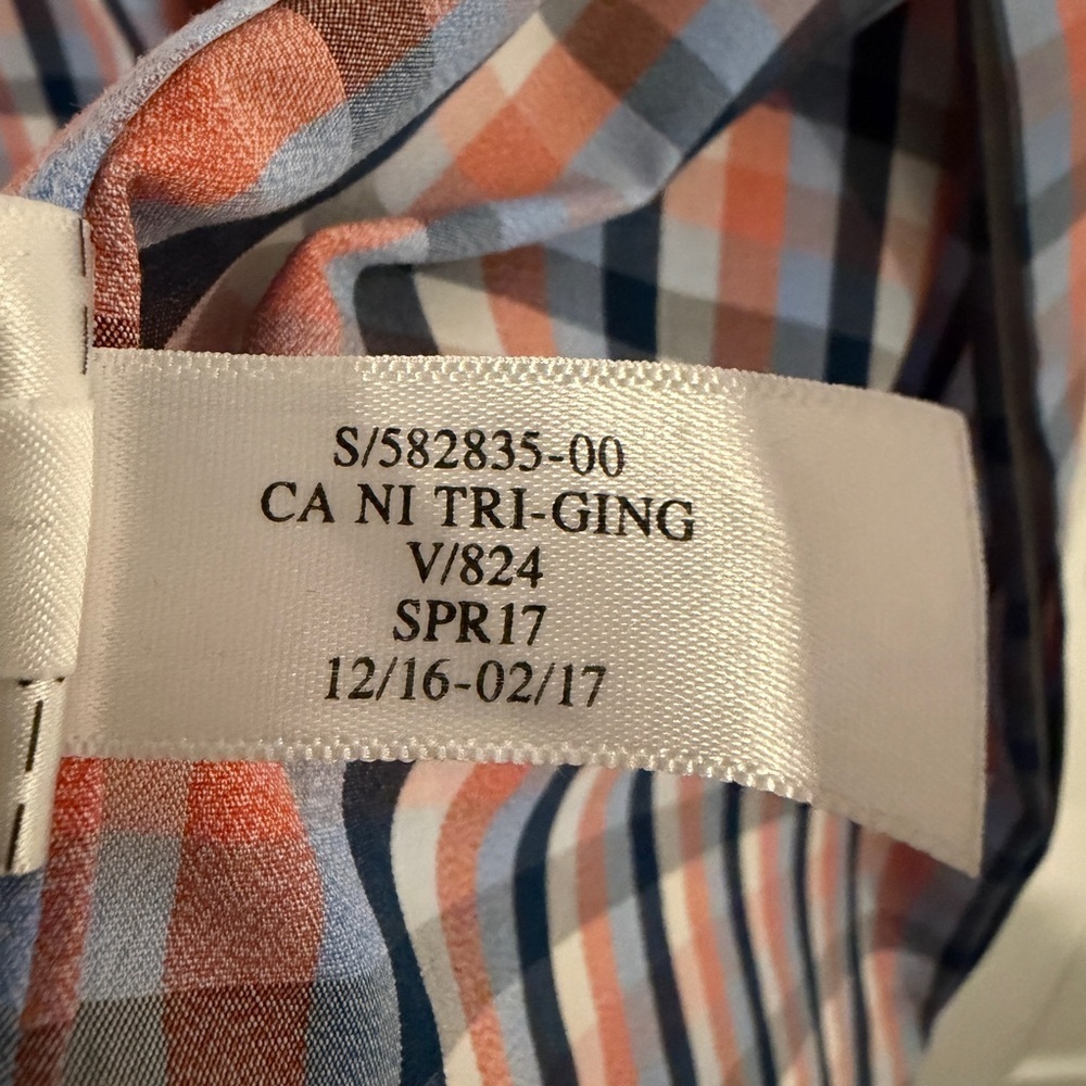 Banana Republic Men's Blue and Orange Plaid Non-Iron Shirt - Picture 5 of 6